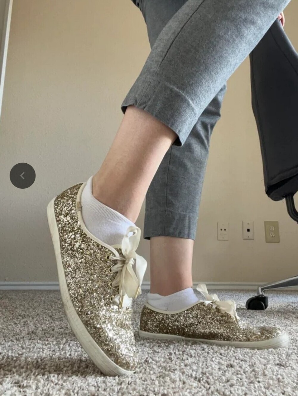 Keds x Kate Spade New York Champion Platinum Gold Glitter Sneakers Size 8